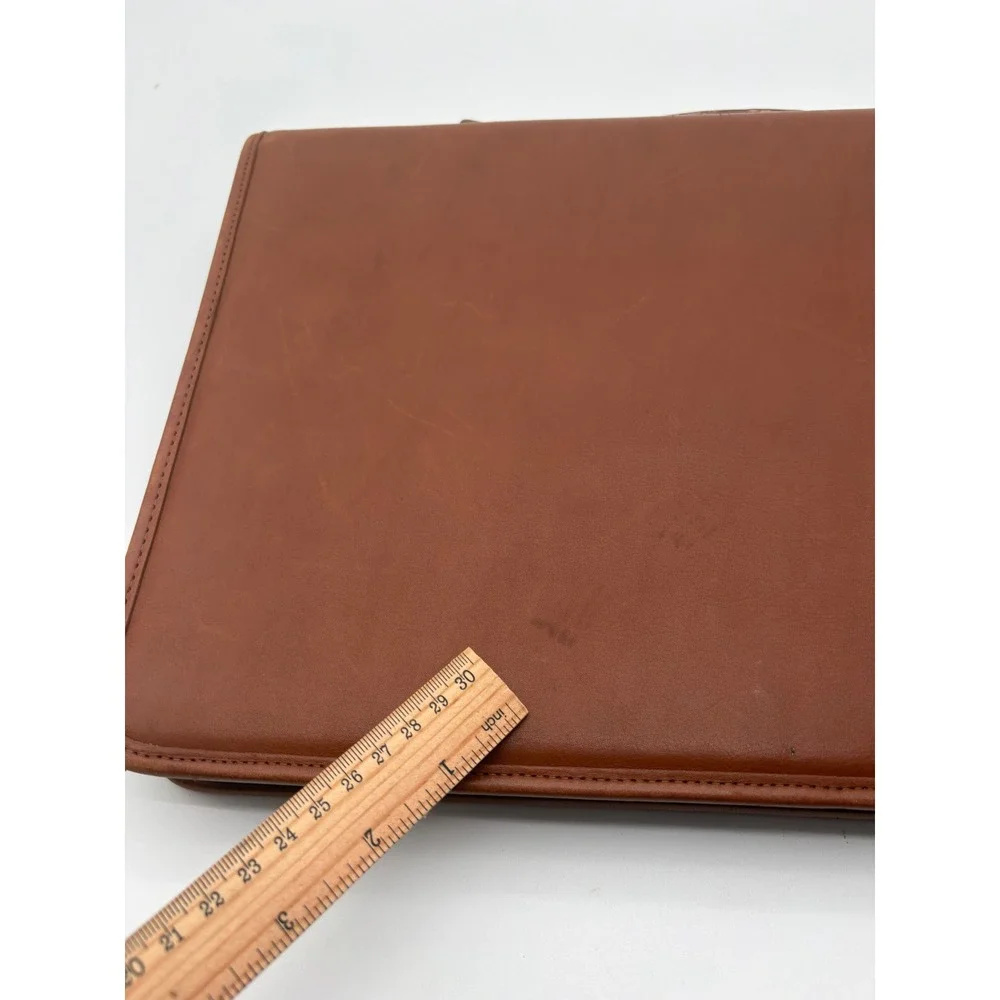 Coach Vintage Brown Leather Zip 3 Ring Portfolio Binder planner Organizer Krause